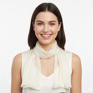 Vintage Monique Martin Silk Cream Neck Scarf Made in Japan Clean Girl Minimalist